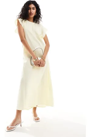 ASOS Sleeveless crew neck maxi dress in lemon