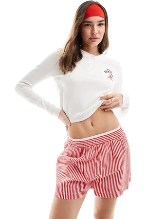 ASOS Long sleeve waffle top with newport yacht pocket graphic in