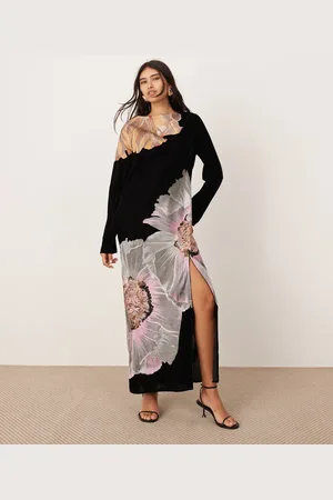 ASOS Velvet embroidered floral maxi dress in
