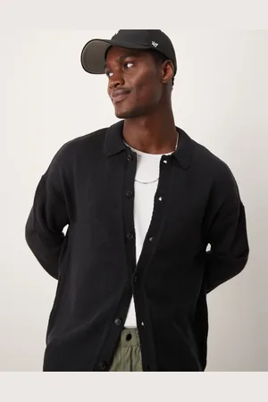 ASOS Relaxed boxy fit knitted cardigan with collar in