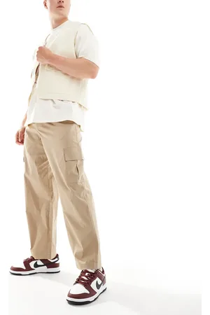 SELECTED Wide barrel fit cargo trouser in beige