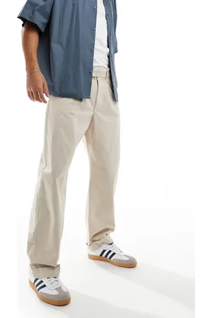SELECTED Loose fit turn up trousers in stone