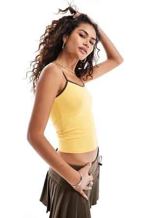 Motel Solani ringer cami top in bright and brown