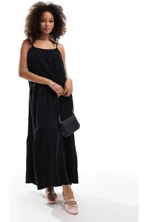 Brave Soul Strappy smock midi dress in