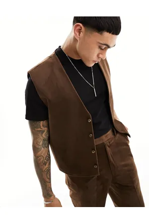 ASOS Cropped boxy suit waistcoat in suedette