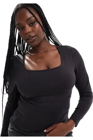 ONLY 2 way long sleeve square neck top in