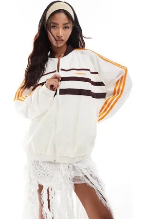adidas 80s track top in off /shadow brown