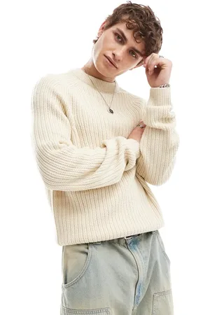 COLLUSION Knitted crew neck jumper in ecru