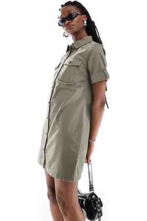 Noisy May Denim dress in khaki