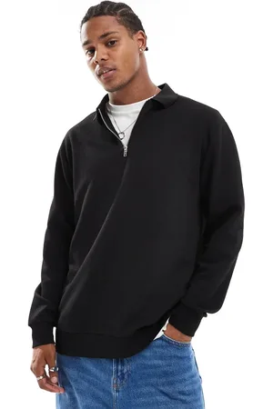 ASOS Long sleeved relaxed polo shirt with quarter zip in