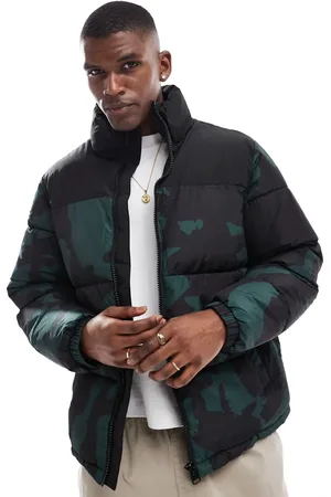 Only & Sons Boxy oversized puffer in black with abstract print