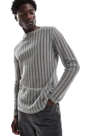 ASOS Relaxed long sleeve t-shirt in open texture with wide neck in