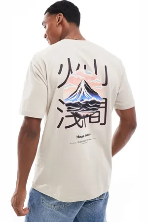 Only & Sons Oversize t-shirt with mountain back print in stone