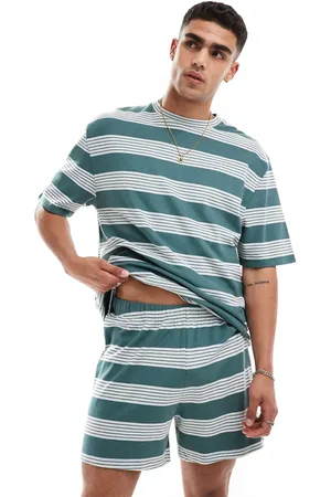 ASOS Stripe t-shirt and short lounge set in and ecru