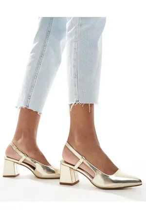 SEQWL Pointed sling back block heeled shoes in