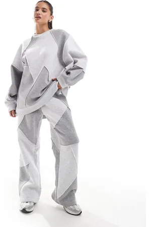 ASOS Co-ord oversized straight leg jogger with patchwork detail in marl