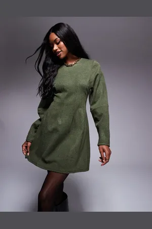 ASOS Supersoft seamed detail cocoon sleeve mini dress in khaki