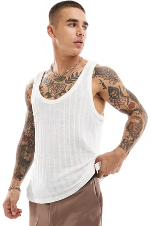 ASOS Wide rib vest in beige