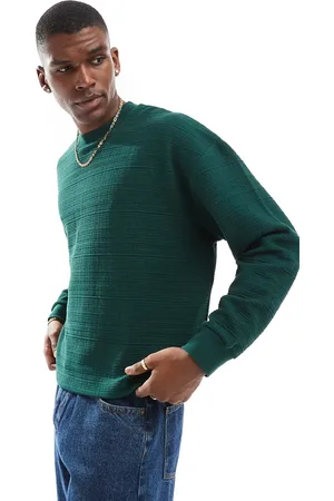 ASOS Oversized boxy long sleeve textured t-shirt in dark