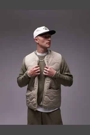 Topman Quilted gilet in putty