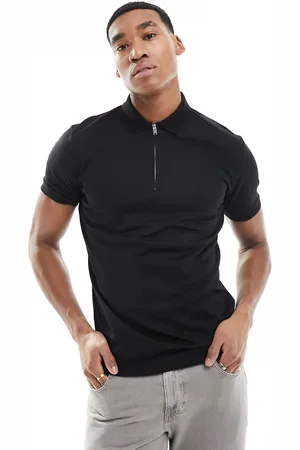 SELECTED Half zip polo shirt in