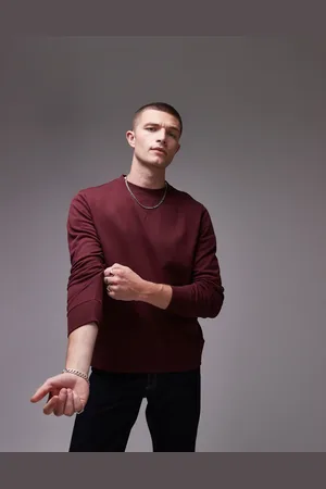 ARKET Terry jersey vintage look sweatshirt in burgundy