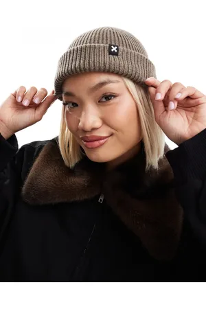 COLLUSION Logo fisherman beanie in mushroom