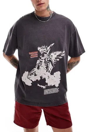 ASOS Boxy oversized t-shirt in heavyweight 220gsm washed with cherub front print