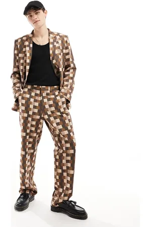 ASOS Wide suit trouser in pixelated print