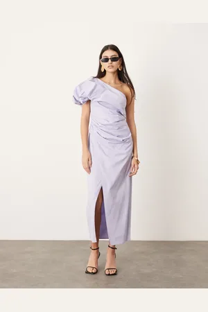 ASOS One shoulder ruched maxi dress in lilac