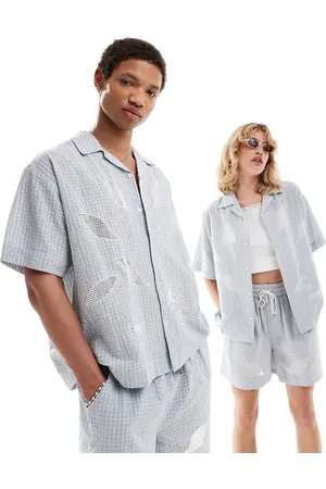 Reclaimed Unisex cropped boxy shirt in check co-ord