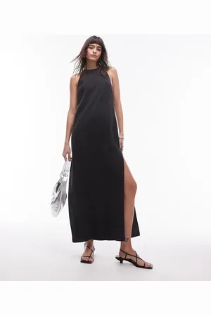 Topshop Sleeveless high slit column maxi dress in