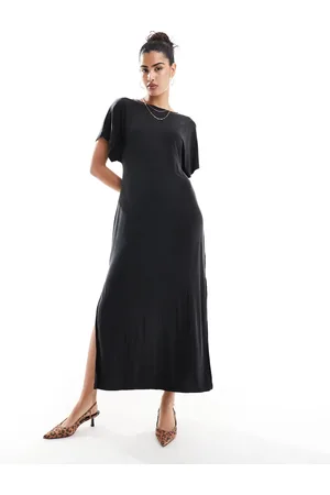 & OTHER STORIES Lux jersey midi dress with boat neck and thigh split in