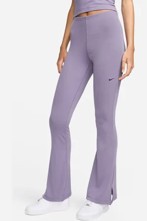 Nike Ribbed mid rise flared trouser in purple