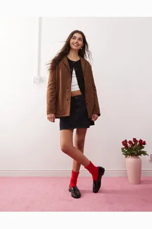 Motel Wita relaxed faux suede blazer in dark