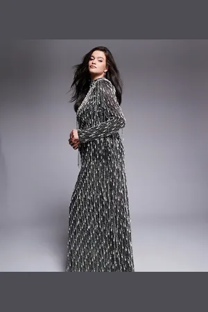 ASOS Curve drop pearl embellished maxi dress in