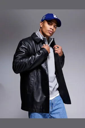ASOS Premium real leather harrington jacket in