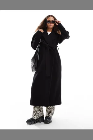 Weekday Kia wool blend oversized coat with tie waist detail in