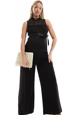 Mama;licious Mamalicius Maternity lace high neck jumpsuit in