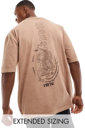 ASOS Oversized t-shirt in washed with dragon back print