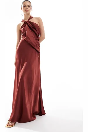 ASOS Satin drape asymmetric maxi dress in