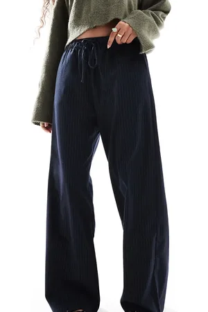 Stradivarius Petite pull on trouser in pinstripe