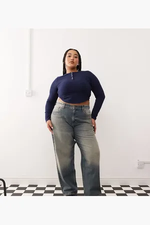 COLLUSION X001 Plus antifit jeans in washed - MBLUE