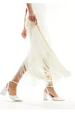 Be Mine Bridal Geneva bow block heeled shoes in ivory