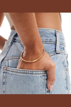 ASOS 14k plated cuff bracelet with crystal detail