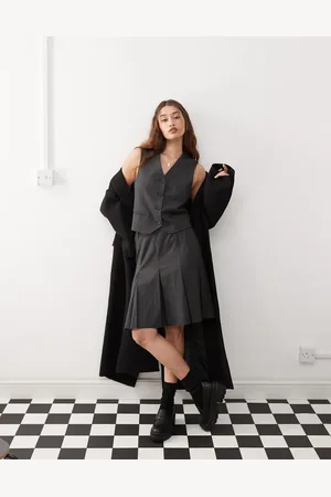 Weekday Maise co-ord pleated midi skirt in dark pinstripe