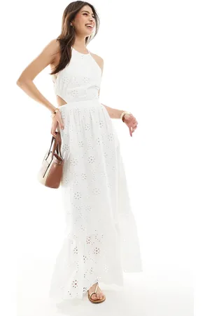 Stradivarius Halter neck lace dress in
