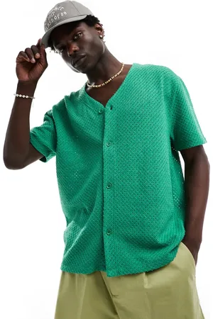 ASOS Relaxed baseball shirt in texture
