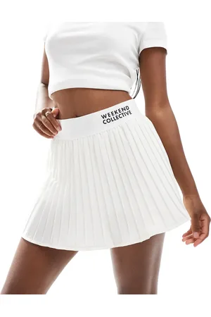 ASOS Weekend Collective woven pleated skort in ecru
