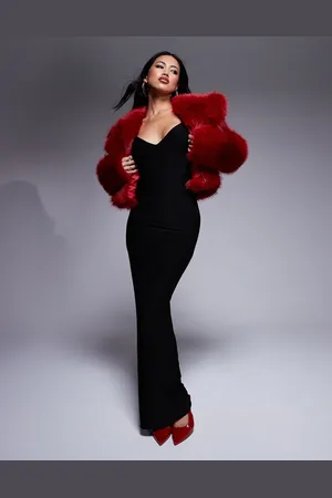 Fashionkilla Double layered slinky ruched bust cap sleeve low back maxi dress in